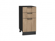 Шкаф нижний с 3-мя ящиками Флэт 816*400*478 Natural Casella Oak 2S / Graphite