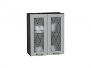 Шкаф верхний с 2-мя остекленными дверцами Ницца 716*600*318 Графит / Graphite