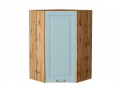 Шкаф верхний угловой Ницца 920*600*600 Голубой / Дуб Вотан