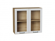 Шкаф верхний с 2-мя остекленными дверцами Ницца 716*800*318 Blanco / Дуб Вотан