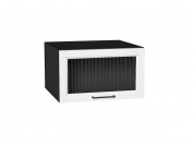 Шкаф верхний горизонтальный остекленный глубокий Сканди 358*600*576 White Silkwood / Graphite