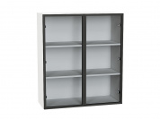 Шкаф верхний с 2-мя остекленными дверцами 920*800*322 Черный / Белый