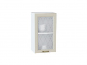 Шкаф верхний с 1-ой остекленной дверцей Ницца 716*400*318 Агат / Белый