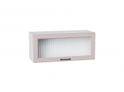Шкаф верхний горизонтальный остекленный Барселона 358*800*324 Кашемир / Белый
