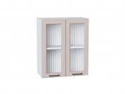 Шкаф верхний с 2-мя остекленными дверцами Барселона 716*600*324 Кашемир / Белый