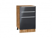 Шкаф нижний с 3-мя ящиками Фьюжн 816*500*480 Anthracite / Дуб Вотан