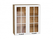 Шкаф верхний с 2-мя остекленными дверцами Дублин 920*800*318 Special White / Дуб Вотан