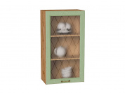 Шкаф верхний с 1-ой остекленной дверцей Ницца 920*500*318 Дуб оливковый / Дуб Вотан