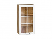 Шкаф верхний с 1-ой остекленной дверцей Дублин 920*500*318 Special White / Дуб Вотан