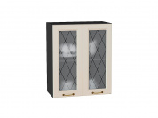 Шкаф верхний с 2-мя остекленными дверцами Ницца 716*600*318 Агат / Graphite