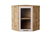 Шкаф верхний угловой остекленный Барселона 716*600*606 Кашемир / Дуб Вотан