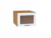 Шкаф верхний горизонтальный остекленный глубокий Флэт Плюс 358*500*574 White In 2S / Дуб Вотан