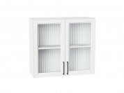 Шкаф верхний с 2-мя остекленными дверцами Сканди 716*800*320 White Silkwood / Белый