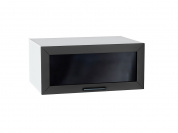 Шкаф верхний горизонтальный остекленный глубокий Глетчер 358*800*574 Маренго Силк / Белый