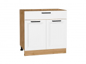 Шкаф нижний с 2-мя дверцами и ящиком Нео 816*800*480 White Silk / Дуб Вотан