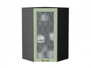 Шкаф верхний угловой остекленный Ницца 920*600*600 Дуб оливковый / Graphite