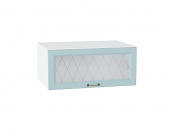 Шкаф верхний горизонтальный остекленный глубокий Ницца 358*800*574 Голубой / Белый