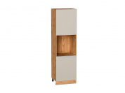Шкаф пенал с 2-мя дверцами под технику Фьюжн 2132*600*576 Cream Silk / Дуб Вотан