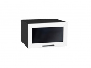 Шкаф верхний горизонтальный остекленный глубокий Глетчер 358*600*574 Айленд Силк / Graphite