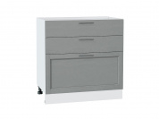 Шкаф нижний с 3-мя ящиками Сканди 816*800*480 Grey Softwood / Белый