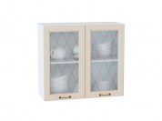 Шкаф верхний с 2-мя остекленными дверцами Ницца 716*800*318 Агат / Белый