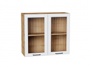 Шкаф верхний с 2-мя остекленными дверцами Барселона 716*800*324 Белый / Дуб Вотан