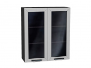 Шкаф верхний с 2-мя остекленными дверцами Глетчер 920*800*318 Гейнсборо Силк / Graphite