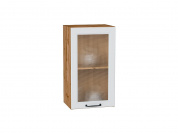 Шкаф верхний с 1-ой остекленной дверцей Ницца 716*400*318 Blanco / Дуб Вотан