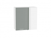 Шкаф верхний прямой угловой Квадро 716*700*345 Аквамарин / Белый