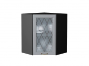 Шкаф верхний угловой остекленный Ницца 716*600*600 Графит / Graphite