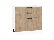 Шкаф нижний с 3-мя ящиками Флэт 816*800*478 Natural Casella Oak 2S / Белый