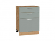 Шкаф нижний с 3-мя ящиками Квадро 816*600*481 Аквамарин / Дуб Вотан