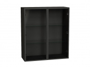 Шкаф верхний с 2-мя остекленными дверцами 920*800*322 Черный / Graphite