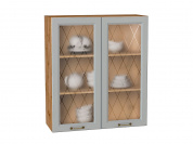 Шкаф верхний с 2-мя остекленными дверцами Ницца 920*800*318 Графит / Дуб Вотан