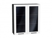 Шкаф верхний с 2-мя остекленными дверцами Глетчер 920*800*318 Айленд Силк / Graphite