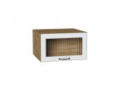 Шкаф верхний горизонтальный остекленный глубокий Ницца 358*600*574 Blanco / Дуб Вотан