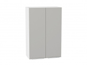 Шкаф верхний с 2-мя дверцами Фьюжн 920*600*320 Silky Light Grey / Белый