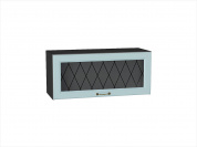 Шкаф верхний горизонтальный остекленный Ницца 358*800*318 Голубой / Graphite