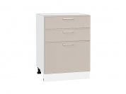 Шкаф нижний с 3-мя ящиками Квадро 816*600*481 Кашемир / Белый