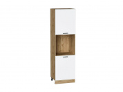 Шкаф пенал с 2-мя дверцами под технику Фрейм 2132*600*580 White Silk / Дуб Вотан