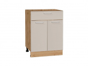 Шкаф нижний с 2-мя дверцами и ящиком Квадро 816*600*481 Кашемир / Дуб Вотан