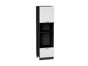 Шкаф пенал с 1-ой дверцей и ящиком под технику Ницца 2132*600*574 Blanco / Graphite