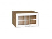 Шкаф верхний горизонтальный остекленный глубокий Дублин 358*600*574 Special White / Дуб Вотан