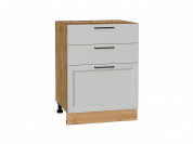 Шкаф нижний с 3-мя ящиками Сканди 816*600*480 Grey Silkwood / Дуб Вотан