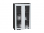 Шкаф верхний с 2-мя остекленными дверцами Ницца 920*600*318 Blanco / Graphite