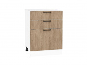 Шкаф нижний с 3-мя ящиками Флэт 816*600*478 Natural Casella Oak 2S / Белый