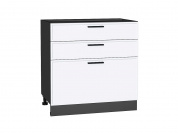 Шкаф нижний с 3-мя ящиками Фрейм 816*800*484 White Silk / Graphite