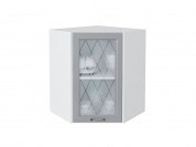 Шкаф верхний угловой остекленный Ницца 716*600*600 Графит / Белый