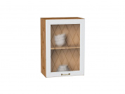 Шкаф верхний с 1-ой остекленной дверцей Ницца 716*500*318 Белый / Дуб Вотан