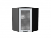 Шкаф верхний угловой остекленный Ницца 716*600*600 Blanco / Graphite